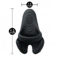 Vibrating Cock Ring with Balls Holder w/Remote Control, 10 Function, Silicone, BLACK